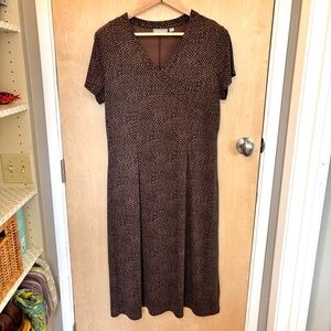 Croft & Barrow Brown Animal Print Midi Dress XL Polyester Stretch Washable Wild